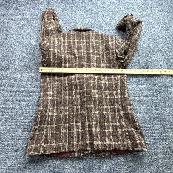 VTG EJE Blazer Jacket Womens 14 Brown Plaid Dark Academia 90s Wool Runs Small - Picture 11 of 16